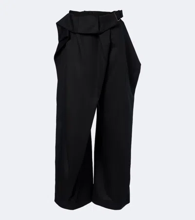 Jw Anderson Belted Waist Trousers Folded Waistband In Black