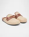 Jw Anderson Bicolor Penny Loafer Mules In Natural