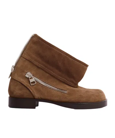 Jw Anderson Biker Boot - Suede Ankle Boot In Brown