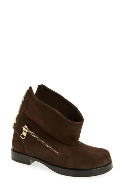 Jw Anderson Biker Foldover Shaft Bootie In 600 Brown