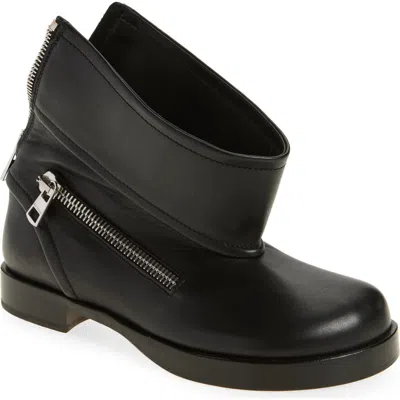 Jw Anderson Biker Foldover Shaft Bootie In 999 Black