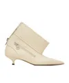 Jw Anderson Biker Kitten Heel Low Heels Ankle Boots In Beige Leather In Brown