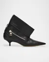 Jw Anderson Biker Leather Kitten-heel Booties In Black