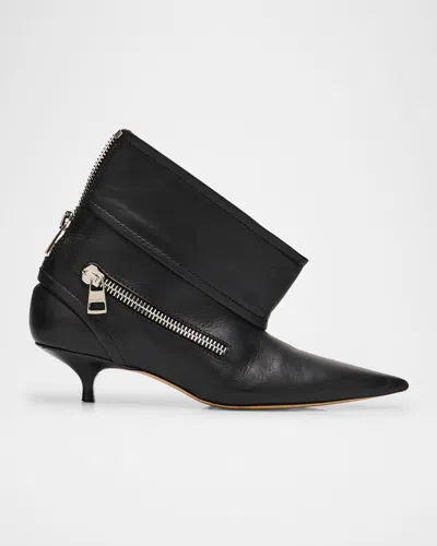 JW ANDERSON BIKER LEATHER KITTEN-HEEL BOOTIES