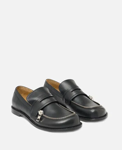Jw Anderson Leather Biker Moccasin In Black
