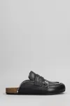 Jw Anderson Biker Loafer Slipper-mule In Black Leather In Black