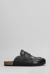 Jw Anderson Biker Loafer Slipper-mule In Black Leather In Black