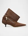 Jw Anderson Biker Suede Kitten-heel Booties In Brown