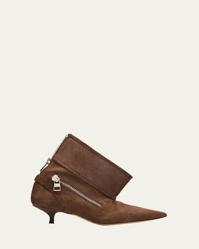 JW ANDERSON BIKER SUEDE KITTEN-HEEL BOOTIES