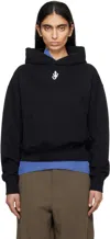 Jw Anderson J. W. Anderson Cropped Black Hoodie With Subtle Branding And Relaxed Fit In Black