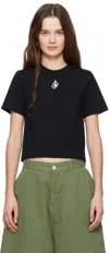 Jw Anderson Anchor Embroidered Cropped T-shirt In 999 Black