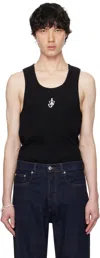Jw Anderson Black Sleeveless Top With Logo Embroidery On The Front In 999