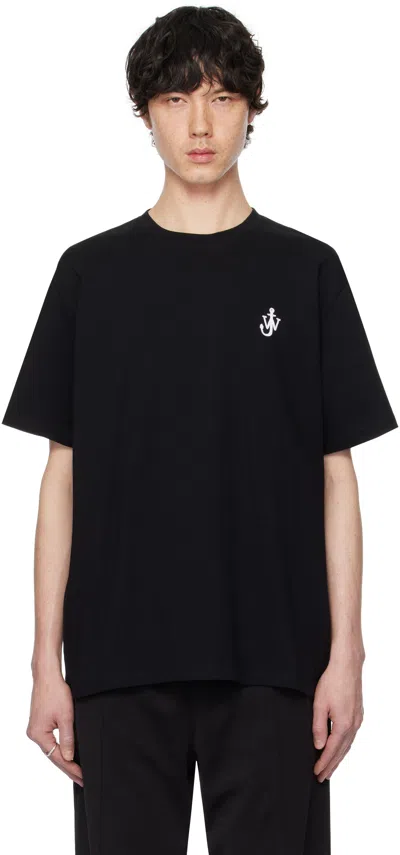 JW ANDERSON BLACK ANCHOR LOGO T-SHIRT