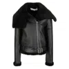Jw Anderson Shearling-trim Leather Biker Jacket In Black