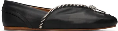 Jw Anderson Black Biker Zip Leather Ballerina Flats