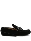 JW ANDERSON BLACK BOW-EMBELLISHED VELVET MOCCASINS