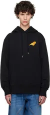 Jw Anderson Canary Cotton Jersey Hoodie In 999 Black