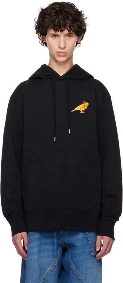 JW ANDERSON BLACK CANARY EMBROIDERED HOODIE