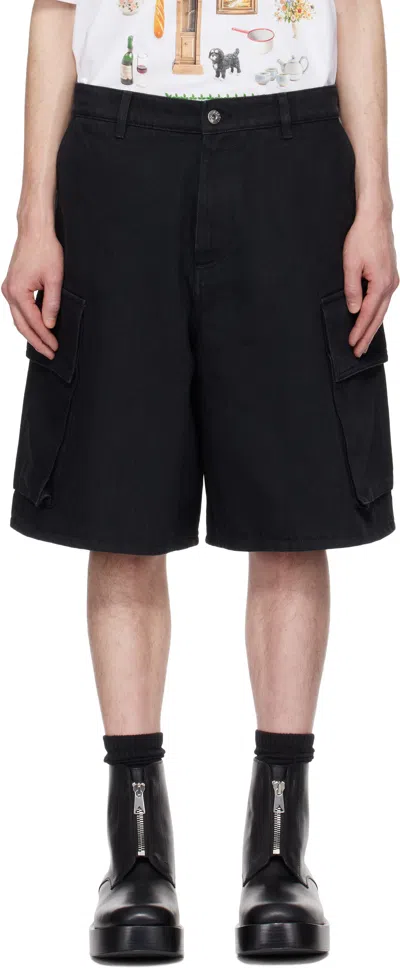 JW ANDERSON BLACK CARGO DENIM SHORTS