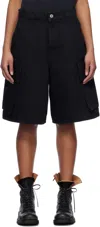 Jw Anderson Black Cargo Denim Shorts In 999 Black