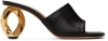 JW ANDERSON BLACK CHAIN HEEL LEATHER MULES