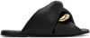 Jw Anderson Twist Chain Flat Slide Sandals In 999 Black