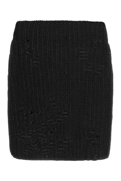 Jw Anderson Black Cotton And Acrylic Mini Skirt