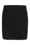 Jw Anderson Ribbed Knit Mini Skirt With Distressed Effect In Black