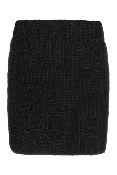 JW ANDERSON BLACK COTTON AND ACRYLIC MINI SKIRT