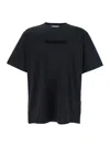 Jw Anderson Black Crewneck T-shirt With Logo Lettering Embroidery On The Front In Cotton Man In Black