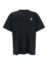 Jw Anderson Black Crewneck T-shirt With Anchor Embroidery On The Front In Cotton Man In Black