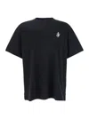 Jw Anderson Black Crewneck T-shirt With Anchor Embroidery On The Front In Cotton Man In Black