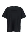 Jw Anderson Black Crewneck T-shirt With Logo Lettering Embroidery On The Front In Cotton Man In Black