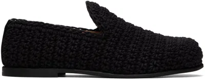 Jw Anderson Black Crotchet Loafers In 19540-001-black