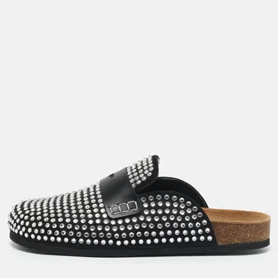 Pre-owned Jw Anderson Black Crystals And Leather Mules Size 40