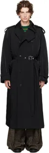 Jw Anderson Black Double-breasted Trench Coat In Black