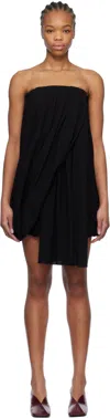 Jw Anderson Draped Off-shoulder Wool-blend Bustier Dress In 999 Black