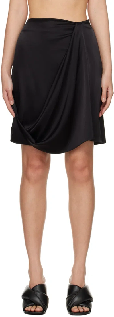 JW ANDERSON BLACK DRAPED MIDI SKIRT