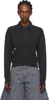 Jw Anderson J. W. Anderson Cropped Polo Sweatshirt With Classic Collar In Black