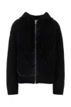 Jw Anderson Wool Sweatshirt With Hood And Ribbed Finish In Black