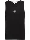 Jw Anderson Black Sleeveless Top With Logo Embroidery On The Front In Black