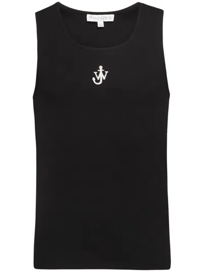 JW ANDERSON BLACK EMBROIDERY TANK TOP