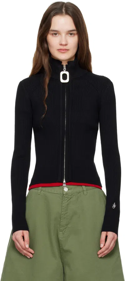 Jw Anderson J. W. Anderson Fitted Cardigan With Zipper In Black