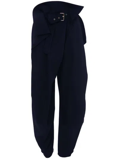 Jw Anderson Belted Draped Trousers In Black