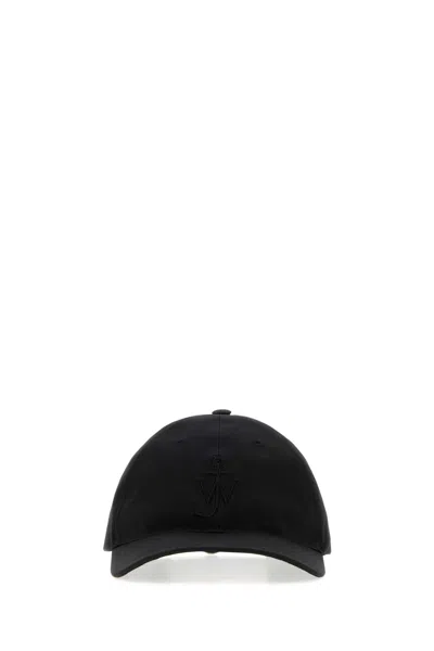 Jw Anderson Black Gabardine Baseball Cap In Transparent