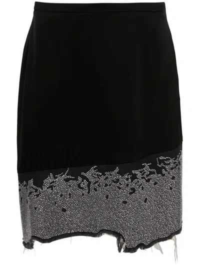 JW ANDERSON BLACK GLITTER-DETAIL ASYMMETRIC SKIRT