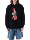 Jw Anderson Graphic Hooded Sweatshirt With Gnome Motif In Black