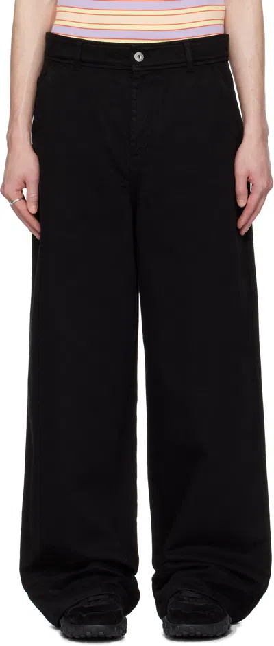 Jw Anderson Black High-waist Wide Leg Trousers In 999
