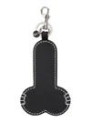 Jw Anderson Black Keychain With Embossed Logo In Leather Man In Black