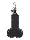 Jw Anderson Black Keychain With Embossed Logo In Leather Man In Black